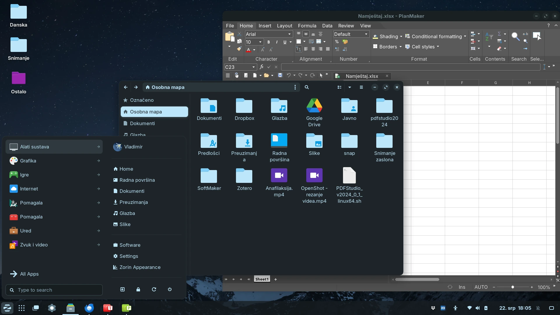 Jedna od stotina Linux distribucija, s tamnim korisničkim sučeljem